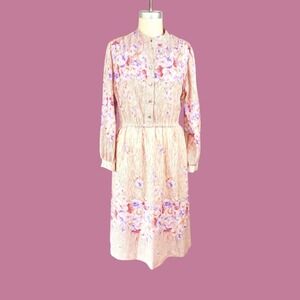 Vintage 1960s Floral Day Dress, Princess Brand, Size Large